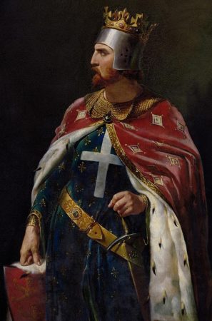 Król Ryszard Lwie Serce w stroju krzyżowca (jego sylwetka jest opisana w książce pt. "Ród zdobywców")