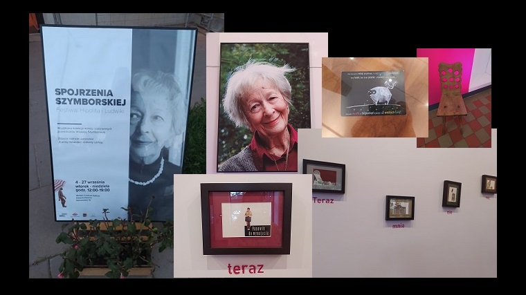 Wystawa Spojrzenia Szymborskiej - kolaż ze zdjęć eksponatów